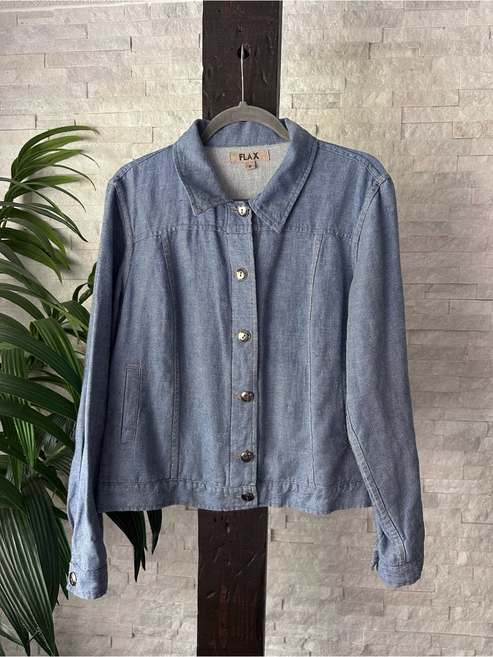 Flax Engelhart Light Blue Linen Cotton Shirt Jacket Size small